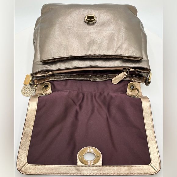 *COACH Metallic Bronze #15392 Studded Messenger Leather Bag - Picture 14 of 17